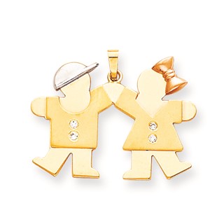 14k Tri-Color VS Diamond kid pendant