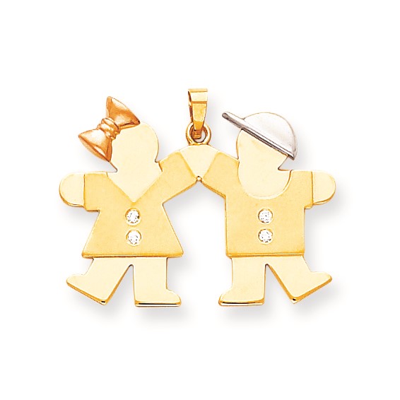 14k Tri-Color VS Diamond kid pendant