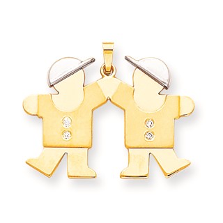 14k Two-tone AAA Diamond kid pendant