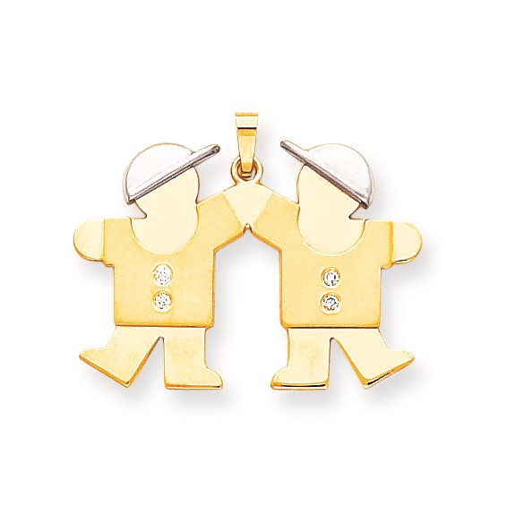14k Two-tone AA Diamond kid pendant