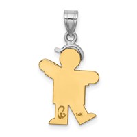 14K Two-tone the Kids Small Boy Pendant with Hat on Left AA Diamond Kiss view 4