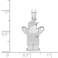 14K Two-tone the Kids Small Boy in Overalls Pendant with Hat on Left AA Diamond Love view 2