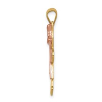 14K Two-tone the Kids Medium Girl Pendant with Bow on Right AA Diamond Kiss view 2
