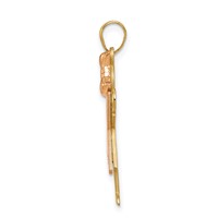 14K Two-tone the Kids Medium Girl Pendant with Ruffles and Bow on Right AA Diamond Love view 2