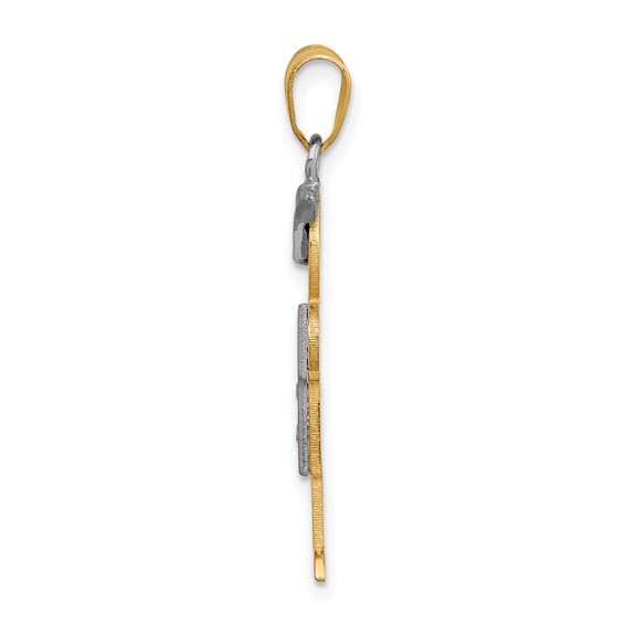 14k Two-tone The Kids Medium Boy with Hat on Right AAA Diamond Hugs Pendant