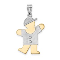 14K Two-tone the Kids Medium Boy Pendant with Hat on Left AA Diamond Kiss view 1