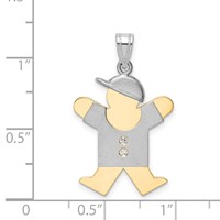 14K Two-tone the Kids Medium Boy Pendant with Hat on Right AA Diamond Joy view 3