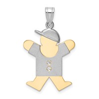 14K Two-tone the Kids Medium Boy Pendant with Hat on Right AA Diamond Joy view 1