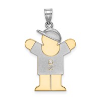 14K Two-tone the Kids Medium Boy Pendant with Hat on Right AA Diamond Love view 1