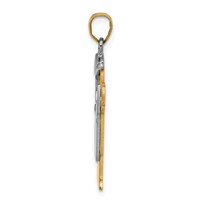 14K Two-tone the Kids Medium Boy in Overalls Pendant with Hat on Left AA Diamond Love view 2