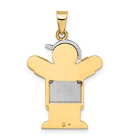 14K Two-tone the Kids Medium Boy in Overalls Pendant with Hat on Left AA Diamond Love view 4