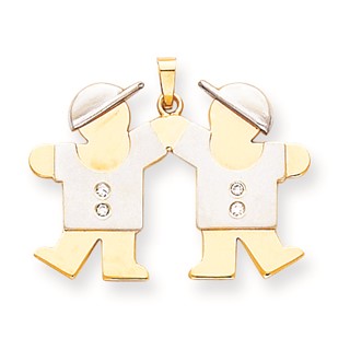 14k Two-tone AA Diamond kid pendant