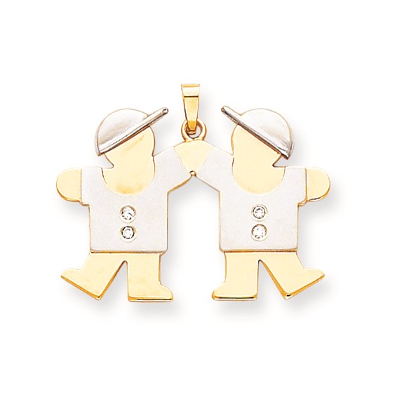 14k Two-tone AAA Diamond kid pendant