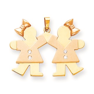 14k Two-tone VS Diamond kid pendant
