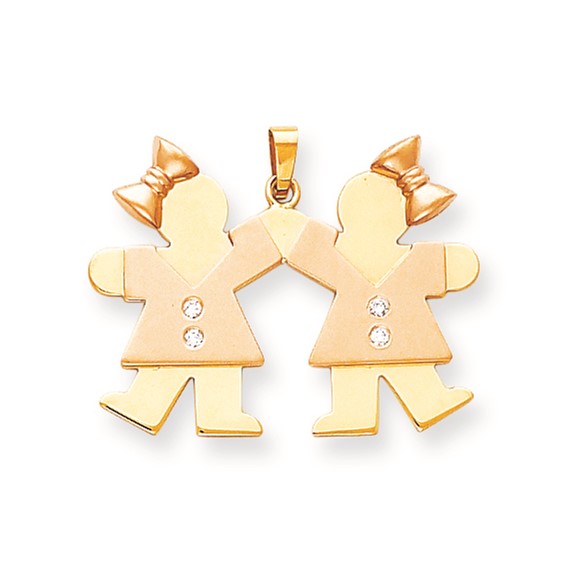 14k Two-tone VS Diamond kid pendant