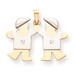 14k Two-tone AAA Diamond kid pendant