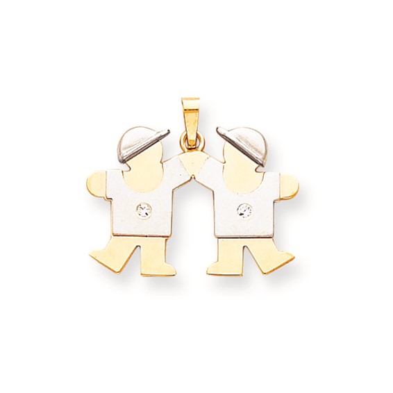14k Two-tone AAA Diamond kid pendant