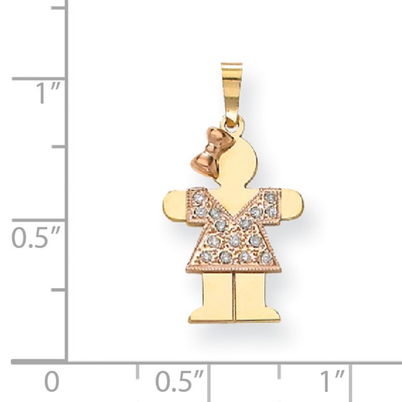 14k Two-tone AA Diamond kid pendant