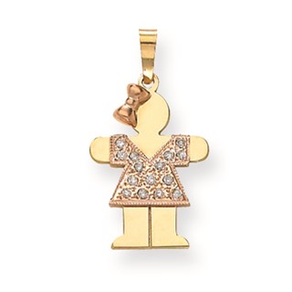 14k Two-tone A Diamond kid pendant