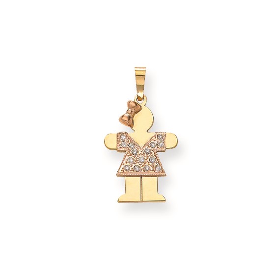 14k Two-tone A Diamond kid pendant