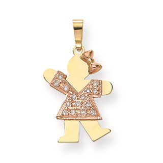 14k Two-tone AA Diamond kid pendant