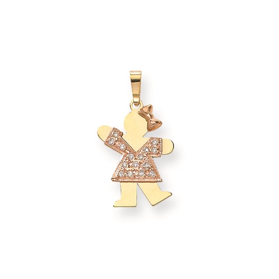 14k Two-tone VS Diamond kid pendant