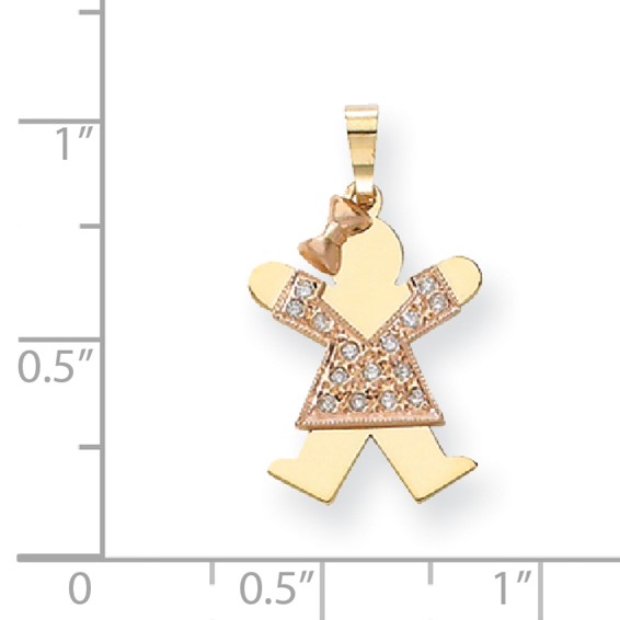 14k Two-tone A Diamond kid pendant