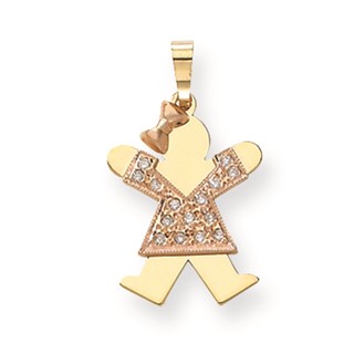 14k Two-tone AA Diamond kid pendant