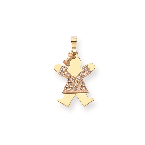 14k Two-tone AA Diamond kid pendant