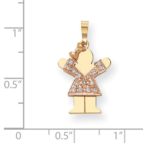 14k Two-tone AAA Diamond kid pendant