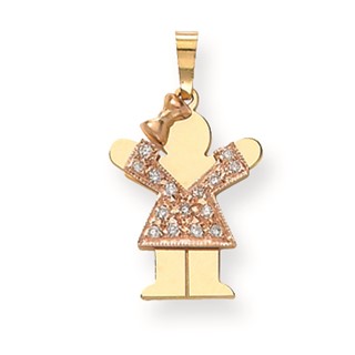 14k Two-tone AA Diamond kid pendant