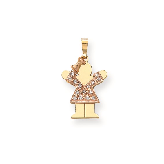 14k Two-tone A Diamond kid pendant