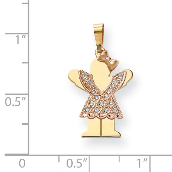 14k Two-tone A Diamond kid pendant