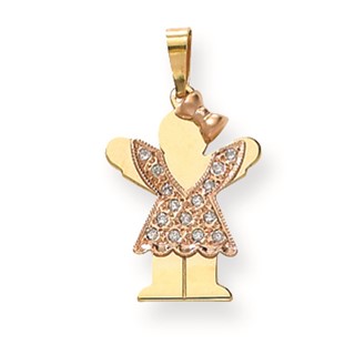 14k Two-tone AA Diamond kid pendant