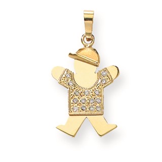 14k AAA Diamond kid pendant