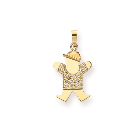 14k AAA Diamond kid pendant