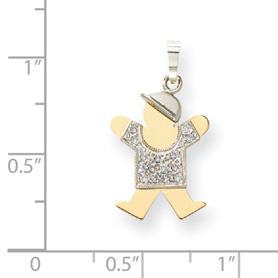 14k Two-tone VS Diamond kid pendant
