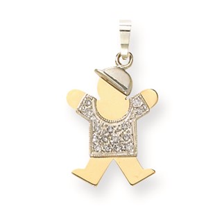 14k Two-tone AAA Diamond kid pendant