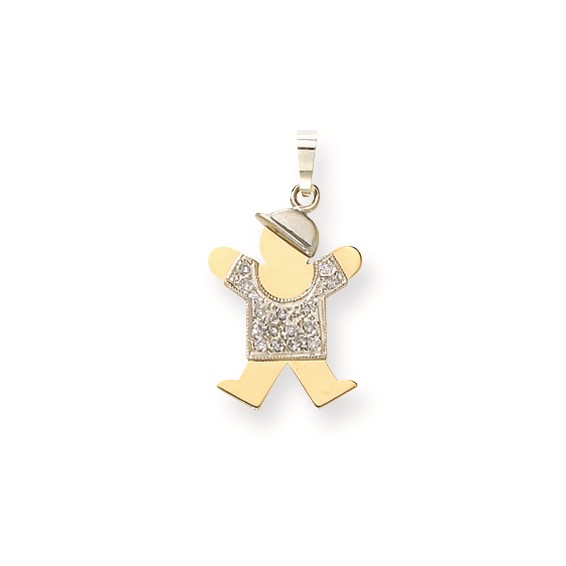 14k Two-tone AAA Diamond kid pendant
