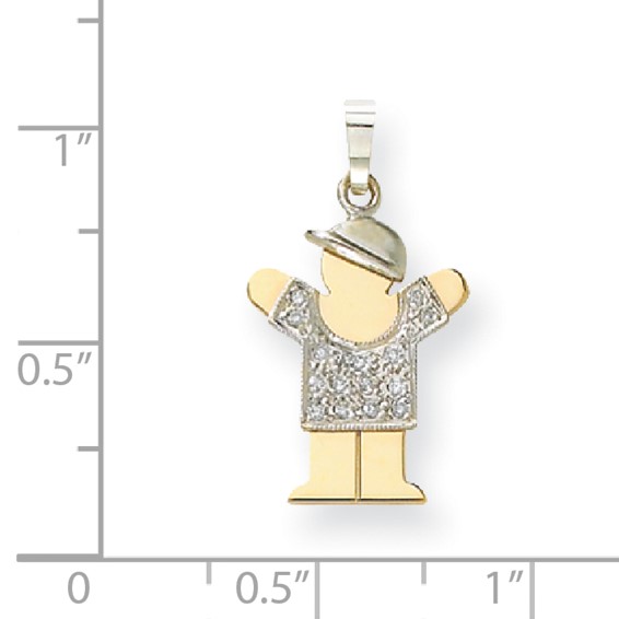14k Two-tone AAA Diamond kid pendant