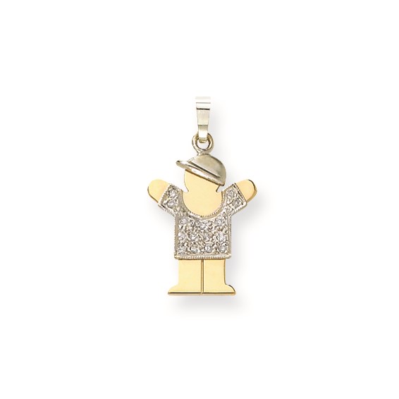14k Two-tone VS Diamond kid pendant