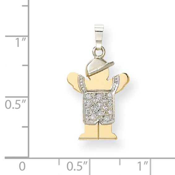 14k Two-tone AAA Diamond kid pendant