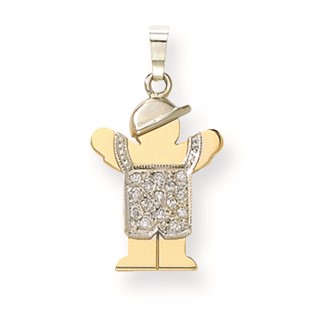 14k Two-tone AAA Diamond kid pendant