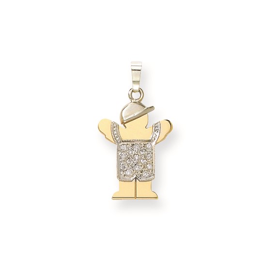 14k Two-tone AAA Diamond kid pendant
