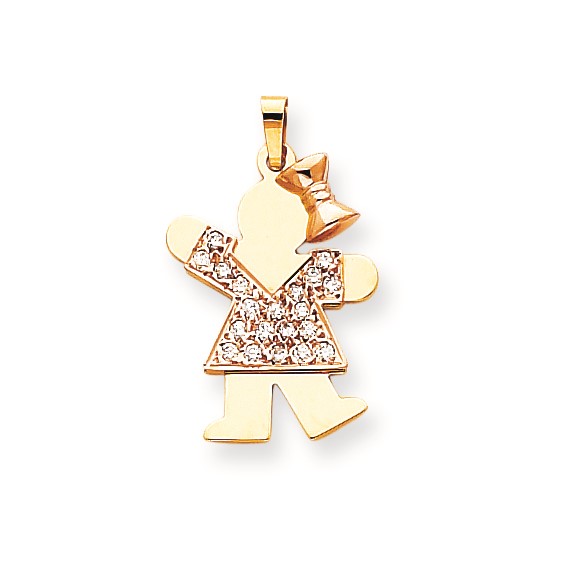 14k Two-tone AAA Diamond kid pendant