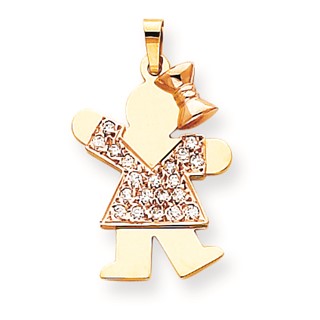 14k Two-tone A Diamond kid pendant