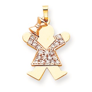 14k Two-tone AAA Diamond kid pendant