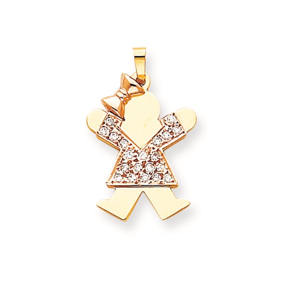 14k Two-tone VS Diamond kid pendant