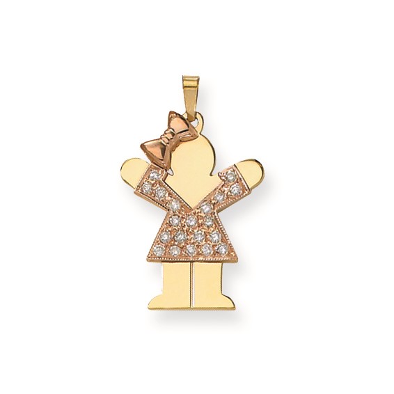 14k Two-tone VS Diamond kid pendant