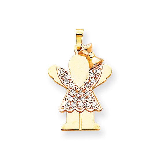 14k Two-tone AA Diamond kid pendant